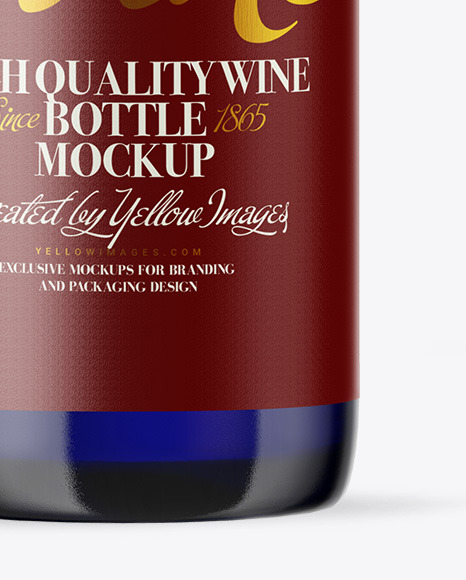 Blue Glass Wine Bottle Mockup