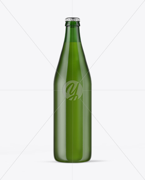 Green Glass Beer Bottle Mockup