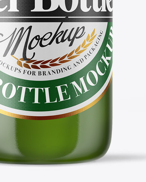 Green Glass Beer Bottle Mockup