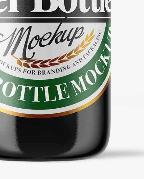 Amber Glass Dark Beer Bottle Mockup