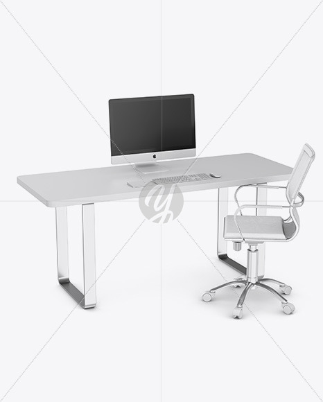 Desk with IMac Mockup