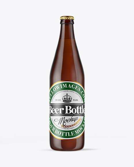 Amber Glass Beer Bottle Mockup