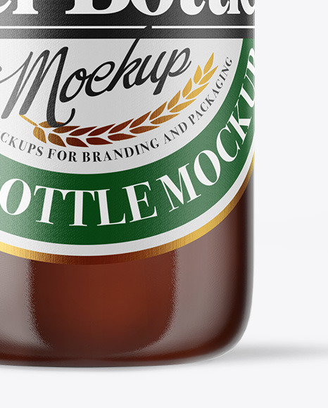 Amber Glass Beer Bottle Mockup