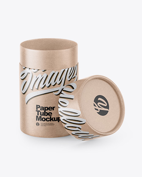 Opened Kraft Paper Tube Mockup - Kraft+Tube+Mockup+-+Front+View+(High-Angle+Shot)+-+Matte+Tube+Mockup+-+Front+View+(High-Angle+...