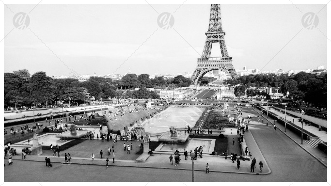 Black and White Eiffel Tower