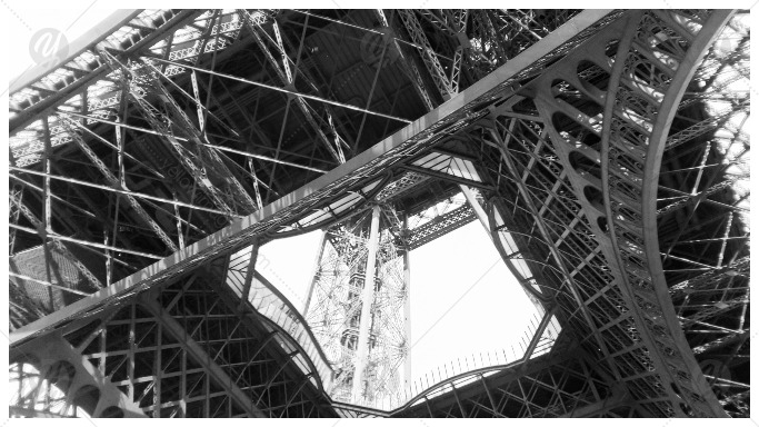 Black and White Eiffel Tower