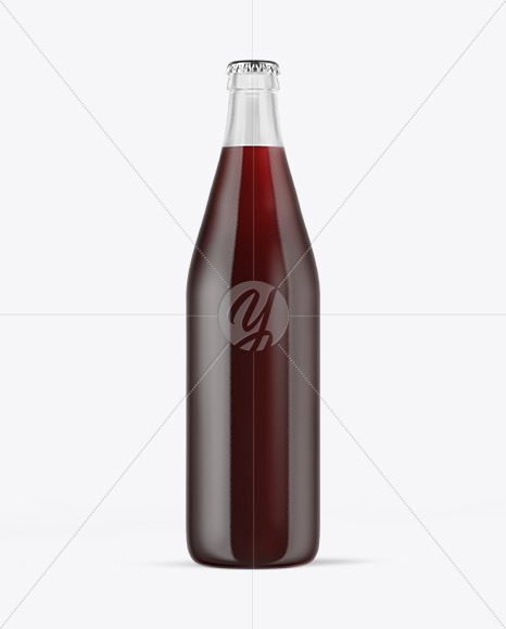 Clear Glass Bottle with Red Ale Mockup