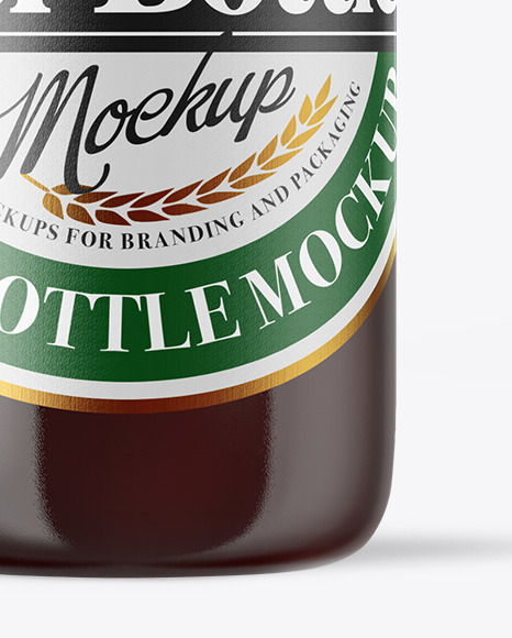 Clear Glass Bottle with Red Ale Mockup