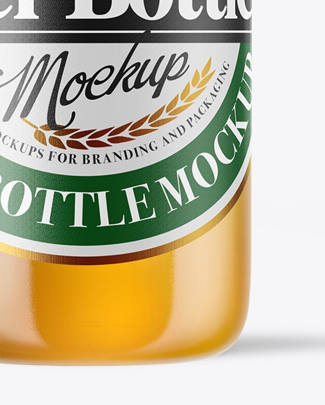 Clear Glass Lager Beer Bottle Mockup