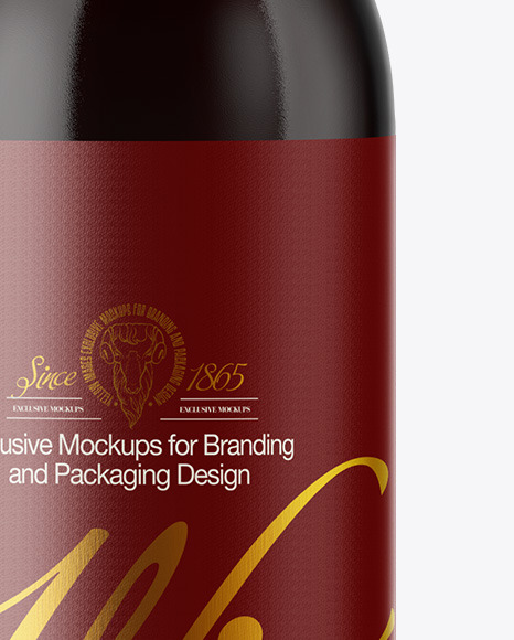 Amber Glass Red Wine Bottle Mockup