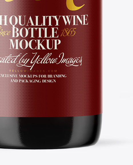 Amber Glass Red Wine Bottle Mockup