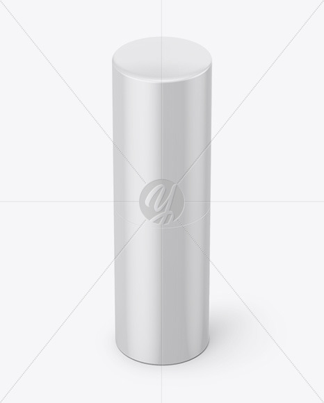 Round Glossy Lipstick Tube Mockup - Half Side View (High Angle Shot)