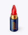 Round Glossy Lipstick Tube Mockup - Half Side View (High Angle Shot)
