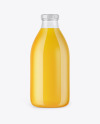 Clear Glass Bottle With Orange Juice Mockup