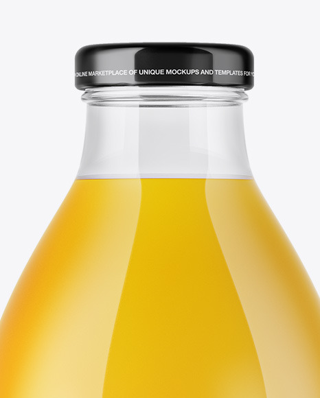 Clear Glass Bottle With Orange Juice Mockup