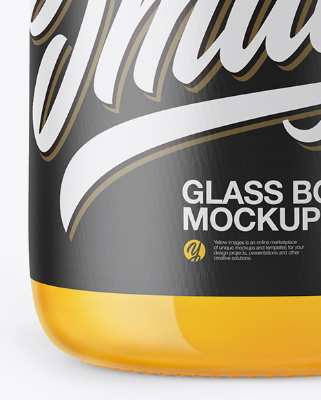 Clear Glass Bottle With Orange Juice Mockup