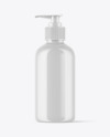 Glossy Cosmetic Bottle with Pump Mockup