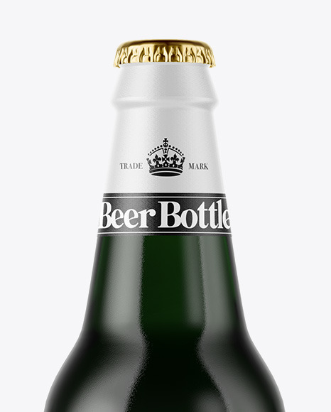 Green Glass Dark Beer Bottle Mockup