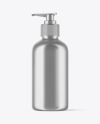 Metallic Cosmetic Bottle with Pump Mockup