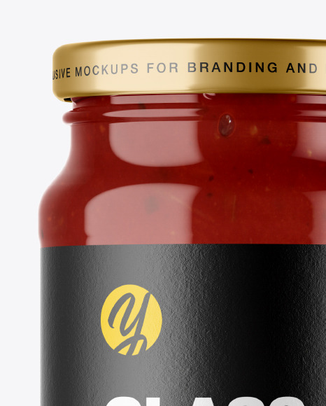 Glass Jar with Salsa Sauce Mockup