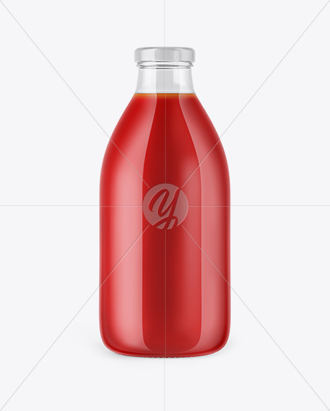 Clear Glass Bottle With Tomato Juice Mockup