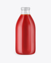 Clear Glass Bottle With Tomato Juice Mockup