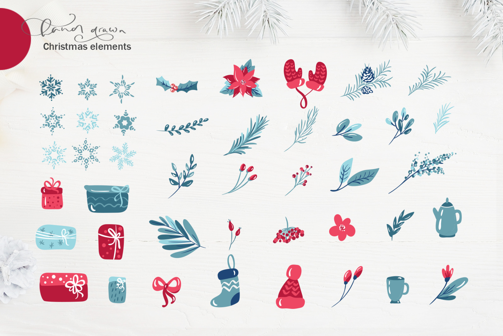 Christmas floral holiday elements Christmas floral holiday elements