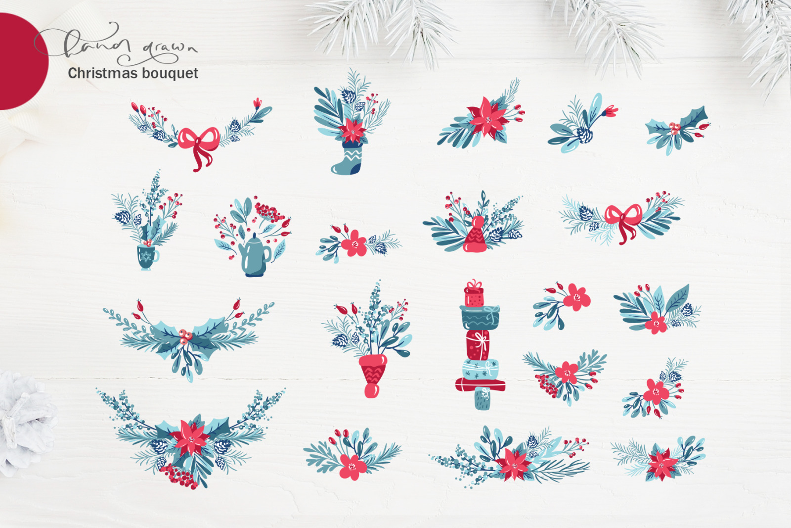 Christmas floral holiday elements Christmas floral holiday elements