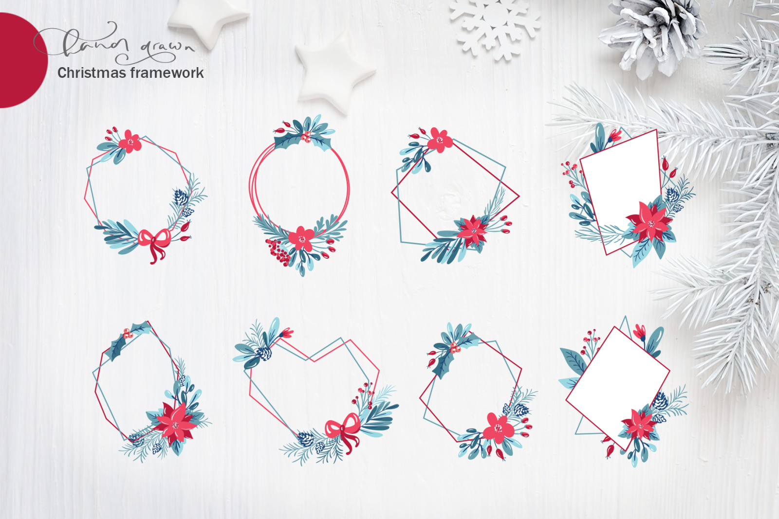 Christmas floral holiday elements Christmas floral holiday elements