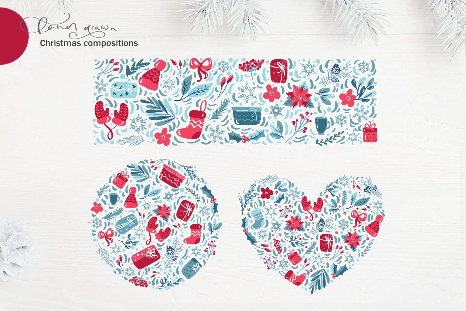 Christmas floral holiday elements Christmas floral holiday elements