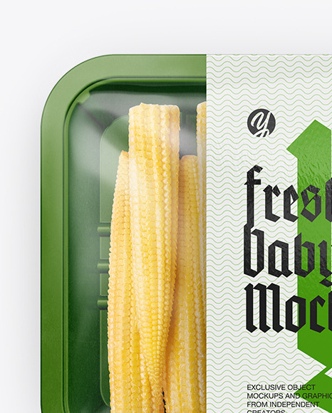 Plastic Tray With Baby Corn Mockup