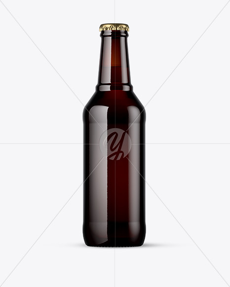 330ml Dark Amber Beer Bottle Mockup