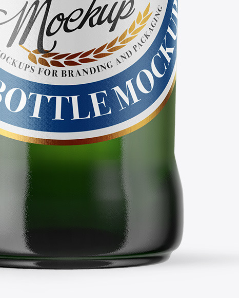 Green Glass Beer Bottle Mockup