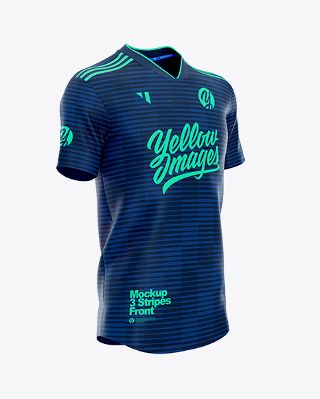 Football 3 Stripes V-Neck Shirt Mockup