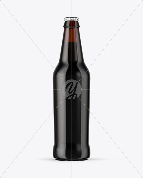 Amber Glass Dark Beer Bottle Mockup