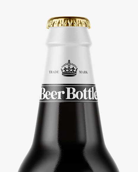 Amber Glass Dark Beer Bottle Mockup