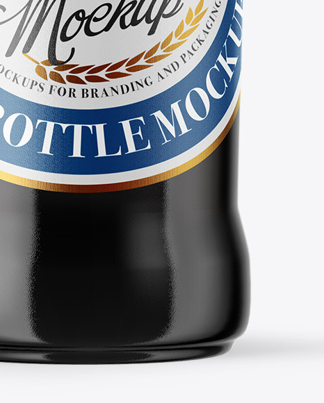 Amber Glass Dark Beer Bottle Mockup