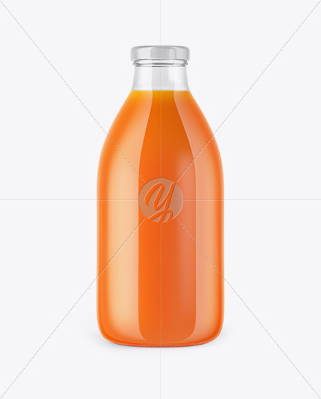 Clear Glass Bottle With Carrot Juice Mockup