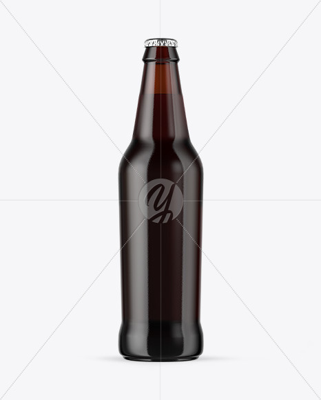 Amber Glass Bottle With Red Ale Mockup