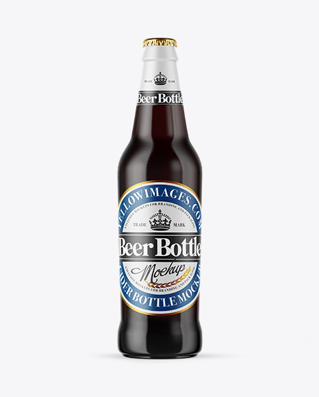 Amber Glass Bottle With Red Ale Mockup