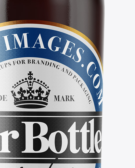 Clear Glass Bottle with Brown Ale Mockup