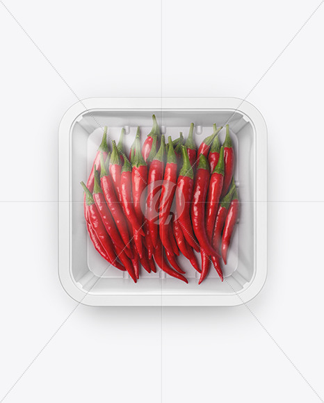 Plastic Tray With Red Chili Peppers Mockup