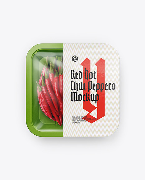 Plastic Tray With Red Chili Peppers Mockup