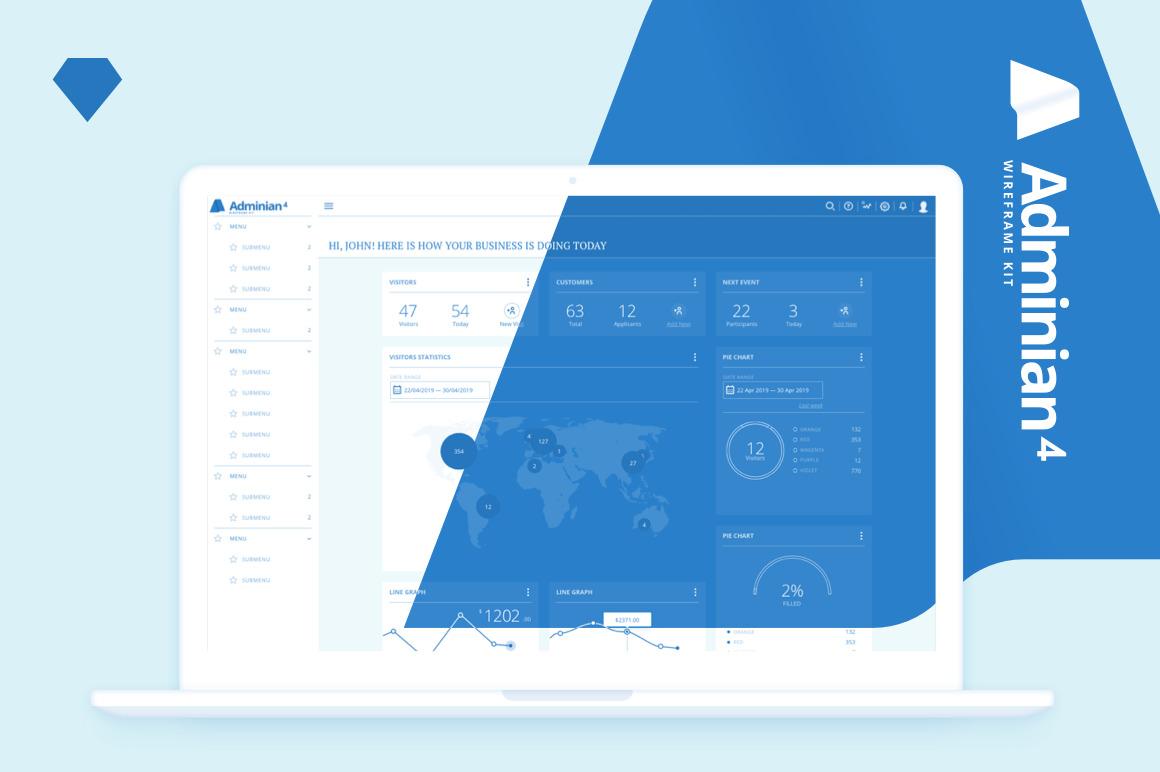 Adminian 4 Wireframe Kit