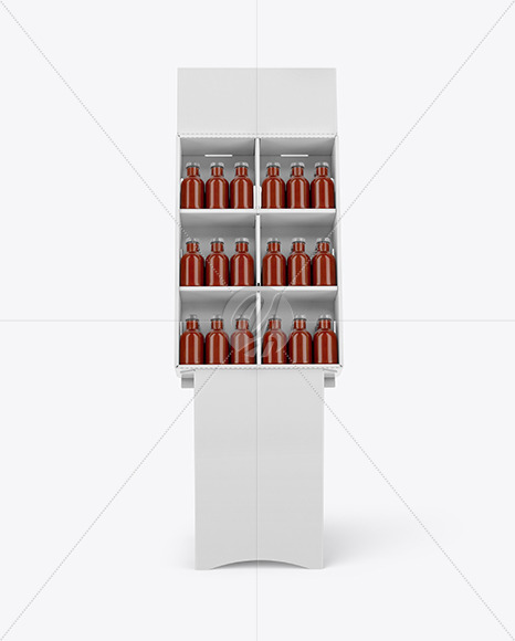 Stand with Salsa Sauce Bottles Mockup