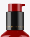 Glossy Cosmetic Bottle with Pump Mockup