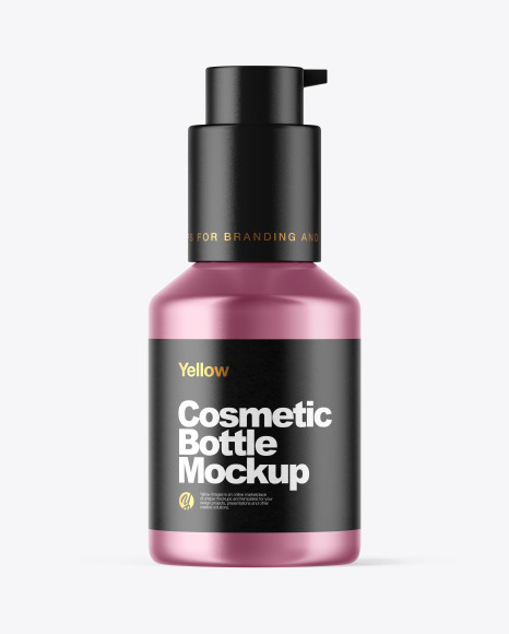 Metallic Cosmetic Bottle with Pump Mockup