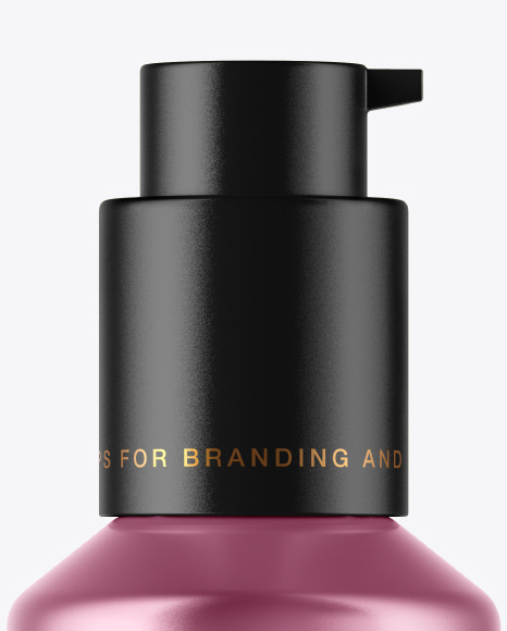 Metallic Cosmetic Bottle with Pump Mockup