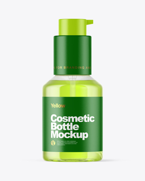 Clear Cosmetic Bottle with Pump Mockup