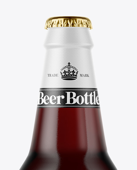 Clear Glass Bottle with Red Ale Mockup